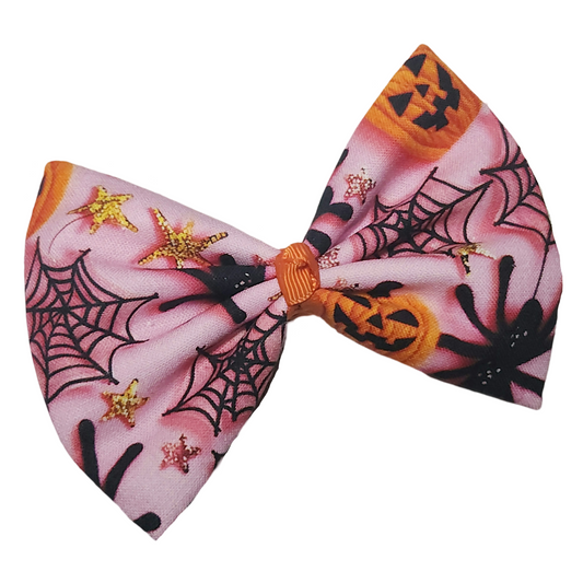 Pink Halloween Fabric Hair Bow