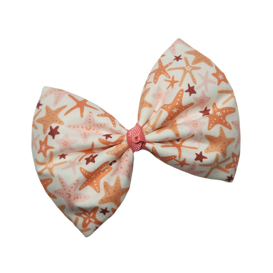 Coral Star Fish Hair Bow