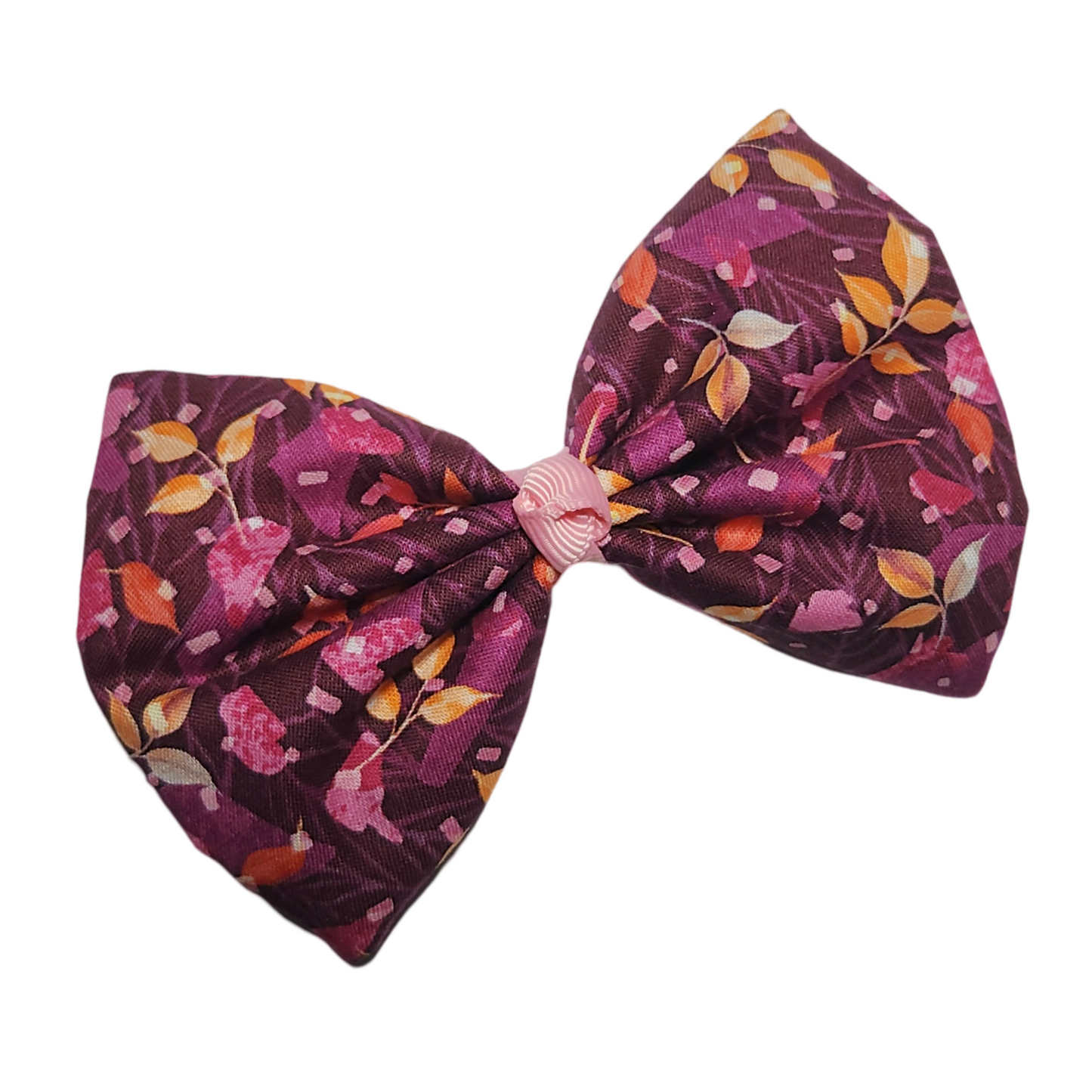 Burgundy Autumn Leaves Hair Bow