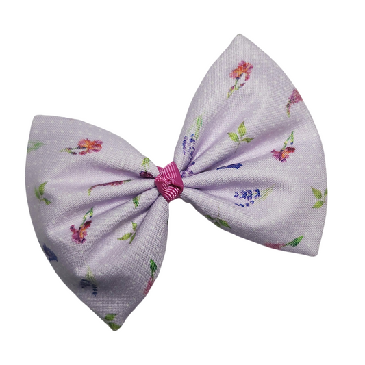 Lavender Floral Small Print Hair Bow