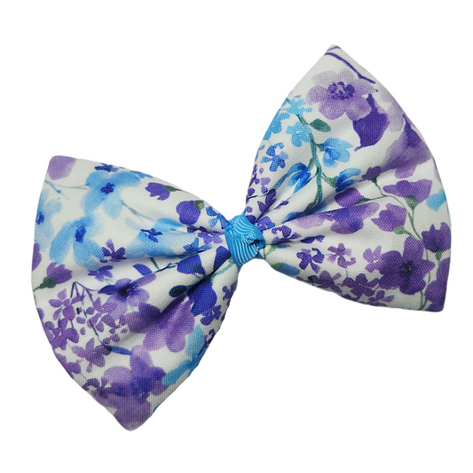 Purple and Blue Floral Hair Bow