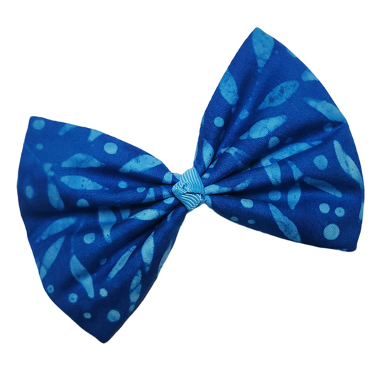 Blue Leaves Hair Bow