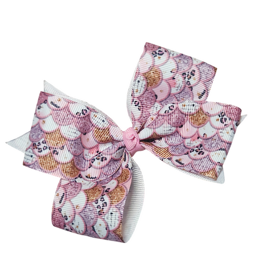 Pink Mermaid Scales Medium Classic Hair Bow