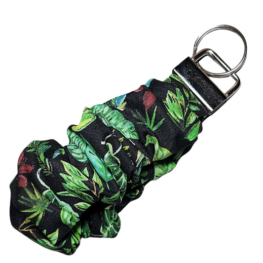 Green Leaves Scrunchie Key Fob