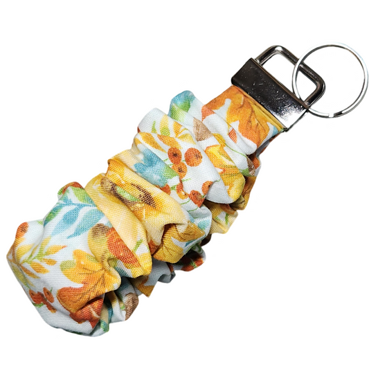 Fall Floral Sunflower Scrunchie Key Fob